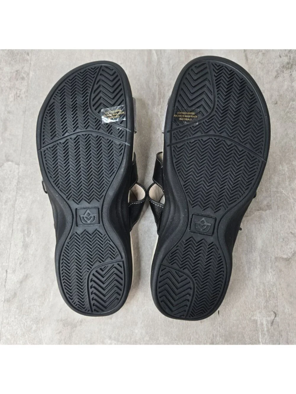 Spenco Orthopedic Slides Sz 10 Black Leather Slip On Comfort Summer Flat Sandals